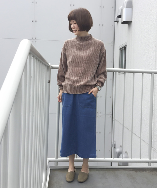 LBC(エルビーシー)の「デニムゆるタイトロングスカート(デニムスカート・レディース・ネイビー/ブルー・M/L)」の8枚目の写真