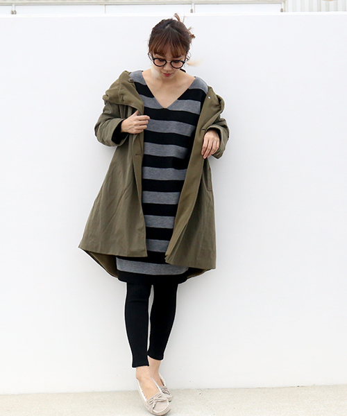 n'ee-ne(ネーネ)の「ボーダーニットワンピース(ワンピース・レディース・ブラック×グレー/ベージュ/ネイビー・M/L)」の21枚目の写真