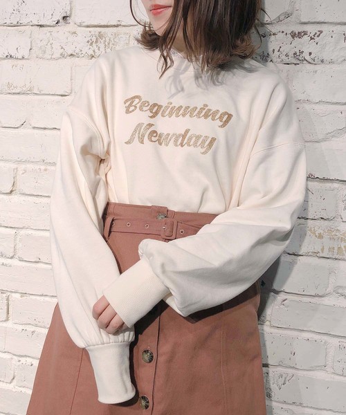 one after another NICE CLAUP(ワンアフターアナザーナイスクラップ)の「アソートプリント 裏毛トップス(スウェット・レディース・アイボリー/ミント/ライトベージュ・FREE)」の2枚目の写真