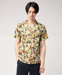 総柄開襟オープンカラーレーヨンアロハシャツ