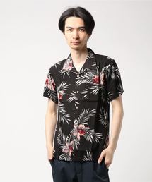 総柄開襟オープンカラーレーヨンアロハシャツ