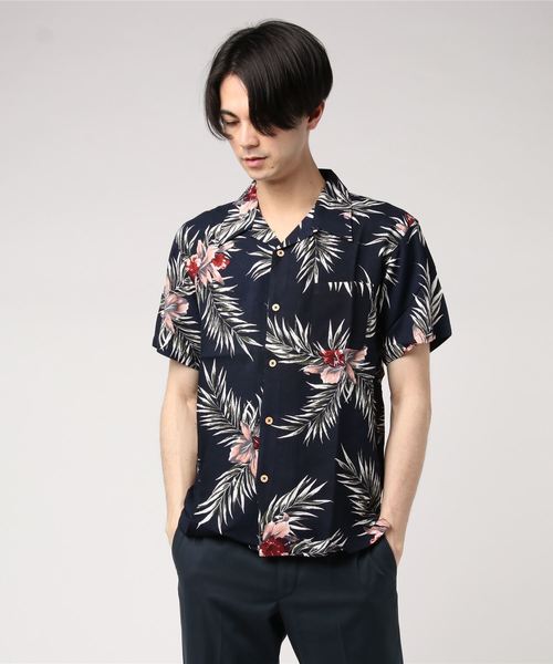 STYLEBLOCK（スタイルブロック）の「総柄開襟オープンカラーレーヨンアロハシャツ（シャツ/ブラウス・メンズ・ホワイト/ベージュ/パープル/レッド/ホワイト系その他/ブラック系その他/ブルー系その他/ブラック系その他2/ブラック系その他3/ブラック系その他4/ブラック系その他5/ブルー系その他2/ブルー系その他3/ブルー系その他4・LL/M/L）」の9枚目の写真