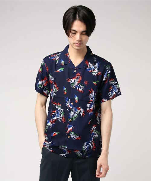 STYLEBLOCK（スタイルブロック）の「総柄開襟オープンカラーレーヨンアロハシャツ（シャツ/ブラウス・メンズ・ホワイト/ベージュ/パープル/レッド/ホワイト系その他/ブラック系その他/ブルー系その他/ブラック系その他2/ブラック系その他3/ブラック系その他4/ブラック系その他5/ブルー系その他2/ブルー系その他3/ブルー系その他4・LL/M/L）」の11枚目の写真