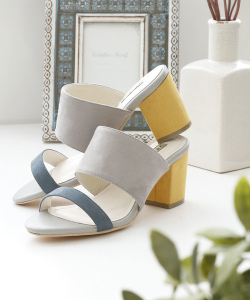 VIVIAN（ヴィヴィアン）の「バイカラーチャンキーヒールサンダル（サンダル・レディース・シルバー系その他3/イエロー×ブラック/霜降りグレー/ダークブラック/ホワイト×シルバー/ライトベージュ/アイボリー/ブラック×シルバー/ホワイト×グリーン/レオパード/その他3/その他5・M/L/LL/S）」の6枚目の写真