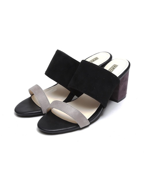 VIVIAN（ヴィヴィアン）の「バイカラーチャンキーヒールサンダル（サンダル・レディース・シルバー系その他3/イエロー×ブラック/霜降りグレー/ダークブラック/ホワイト×シルバー/ライトベージュ/アイボリー/ブラック×シルバー/ホワイト×グリーン/レオパード/その他3/その他5・M/L/LL/S）」の4枚目の写真