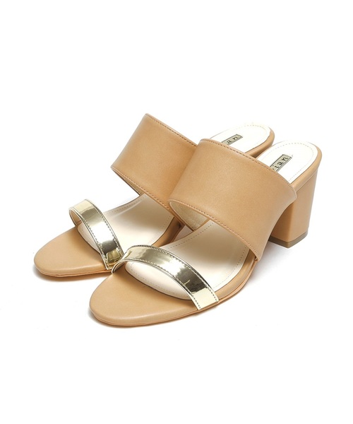 VIVIAN（ヴィヴィアン）の「バイカラーチャンキーヒールサンダル（サンダル・レディース・シルバー系その他3/イエロー×ブラック/霜降りグレー/ダークブラック/ホワイト×シルバー/ライトベージュ/アイボリー/ブラック×シルバー/ホワイト×グリーン/レオパード/その他3/その他5・M/L/LL/S）」の8枚目の写真