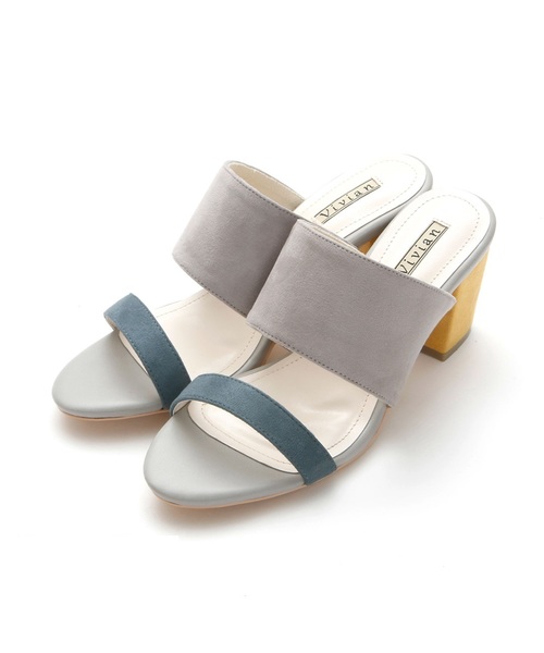 VIVIAN（ヴィヴィアン）の「バイカラーチャンキーヒールサンダル（サンダル・レディース・シルバー系その他3/イエロー×ブラック/霜降りグレー/ダークブラック/ホワイト×シルバー/ライトベージュ/アイボリー/ブラック×シルバー/ホワイト×グリーン/レオパード/その他3/その他5・M/L/LL/S）」の16枚目の写真
