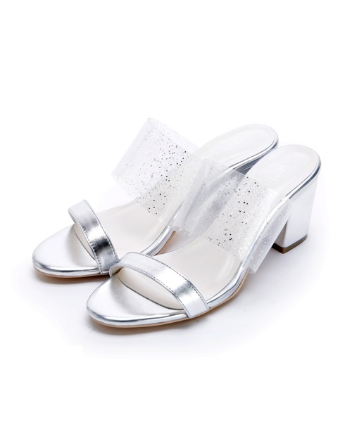 VIVIAN（ヴィヴィアン）の「バイカラーチャンキーヒールサンダル（サンダル・レディース・シルバー系その他3/イエロー×ブラック/霜降りグレー/ダークブラック/ホワイト×シルバー/ライトベージュ/アイボリー/ブラック×シルバー/ホワイト×グリーン/レオパード/その他3/その他5・M/L/LL/S）」の19枚目の写真