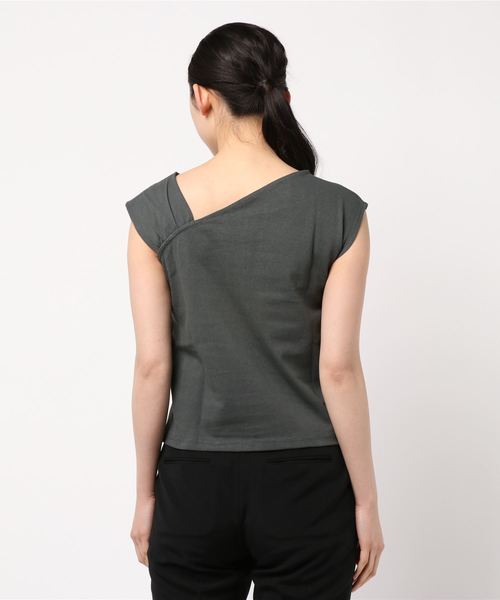 KOBE LETTUCE（コウベレタス）の「綿100%アシメデザインカットソートップス（Tシャツ/カットソー・レディース・オフホワイト/ブラック系その他/ホワイト×ネイビー/ダークオレンジ/ブルー・FREE）」の10枚目の写真