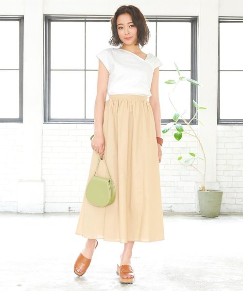 KOBE LETTUCE（コウベレタス）の「綿100%アシメデザインカットソートップス（Tシャツ/カットソー・レディース・オフホワイト/ブラック系その他/ホワイト×ネイビー/ダークオレンジ/ブルー・FREE）」の12枚目の写真