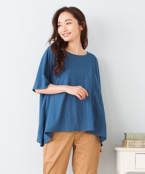sabstreet my standard(サブストリートマイスタンダード)の「【接触冷感】【UVカット】イレヘムデザインカットソー【大きいサイズ対応】【15号(3L)】(Tシャツ/カットソー・レディース・ベージュ/ブラウン/カーキ/ブルー・15号)」の4枚目の写真