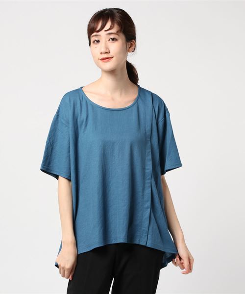 sabstreet my standard(サブストリートマイスタンダード)の「【接触冷感】【UVカット】イレヘムデザインカットソー【大きいサイズ対応】【15号(3L)】(Tシャツ/カットソー・レディース・ベージュ/ブラウン/カーキ/ブルー・15号)」の16枚目の写真