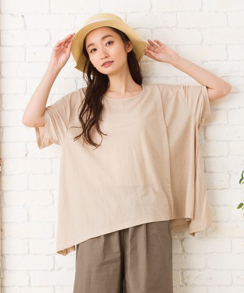 sabstreet my standard(サブストリートマイスタンダード)の「【接触冷感】【UVカット】イレヘムデザインカットソー【大きいサイズ対応】【15号(3L)】(Tシャツ/カットソー・レディース・ベージュ/ブラウン/カーキ/ブルー・15号)」の8枚目の写真