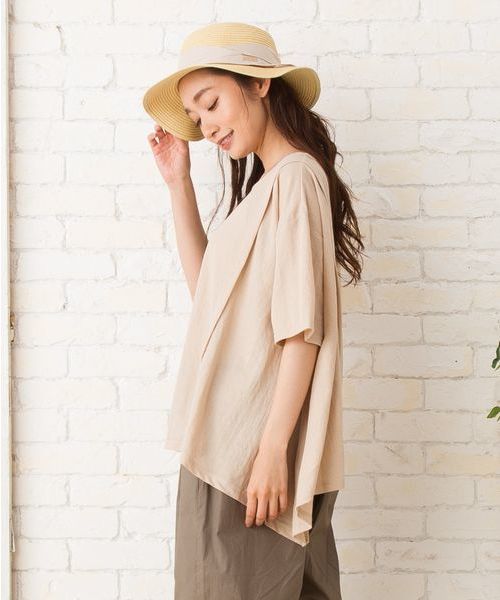 sabstreet my standard(サブストリートマイスタンダード)の「【接触冷感】【UVカット】イレヘムデザインカットソー【大きいサイズ対応】【15号(3L)】(Tシャツ/カットソー・レディース・ベージュ/ブラウン/カーキ/ブルー・15号)」の10枚目の写真