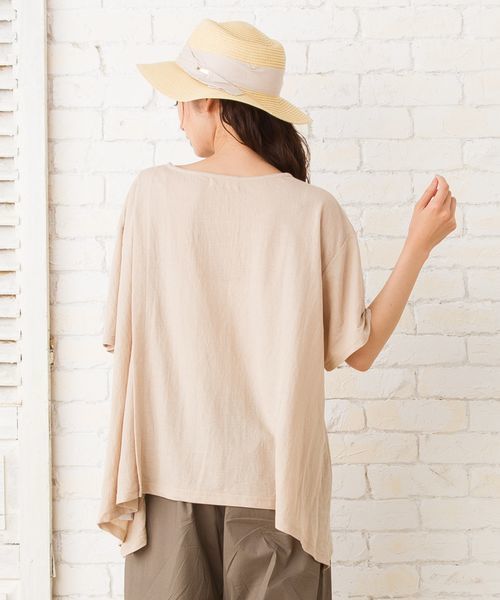 sabstreet my standard(サブストリートマイスタンダード)の「【接触冷感】【UVカット】イレヘムデザインカットソー【大きいサイズ対応】【15号(3L)】(Tシャツ/カットソー・レディース・ベージュ/ブラウン/カーキ/ブルー・15号)」の12枚目の写真