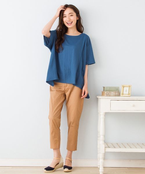 sabstreet my standard(サブストリートマイスタンダード)の「【接触冷感】【UVカット】イレヘムデザインカットソー【大きいサイズ対応】【15号(3L)】(Tシャツ/カットソー・レディース・ベージュ/ブラウン/カーキ/ブルー・15号)」の13枚目の写真