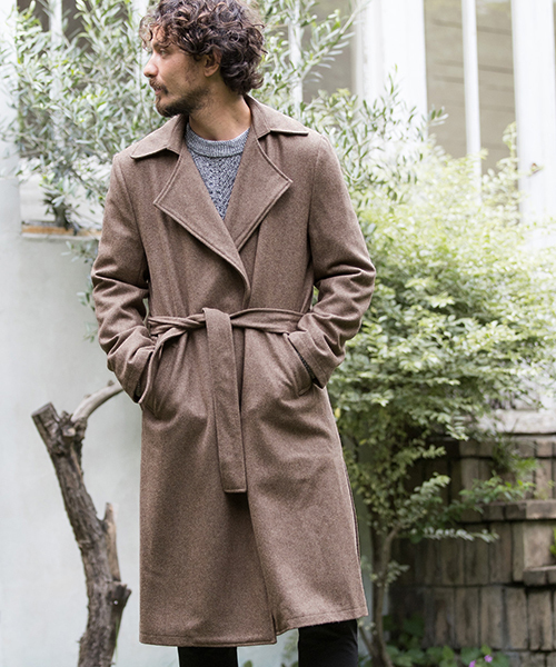 CAMBIO（カンビオ）の「mj6572-ガウンメルトンコート（その他アウター・メンズ・ブラック/チャコール/ベージュ・S/M/L）」の3枚目の写真