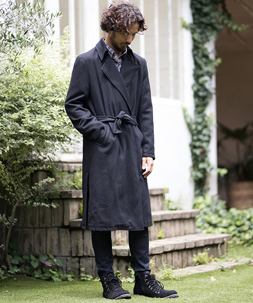 CAMBIO（カンビオ）の「mj6572-ガウンメルトンコート（その他アウター・メンズ・ブラック/チャコール/ベージュ・S/M/L）」の4枚目の写真