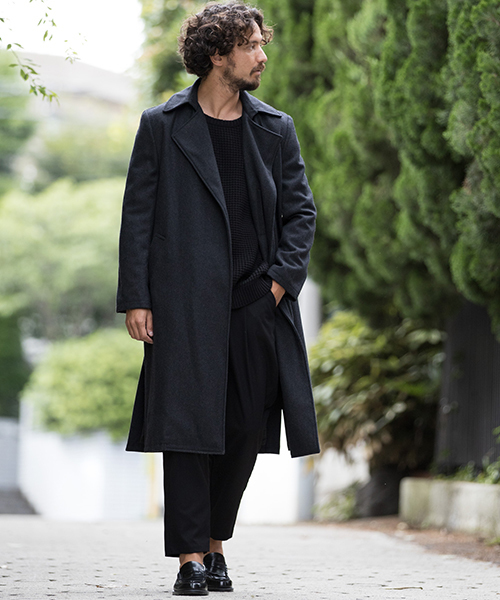 CAMBIO（カンビオ）の「mj6572-ガウンメルトンコート（その他アウター・メンズ・ブラック/チャコール/ベージュ・S/M/L）」の5枚目の写真