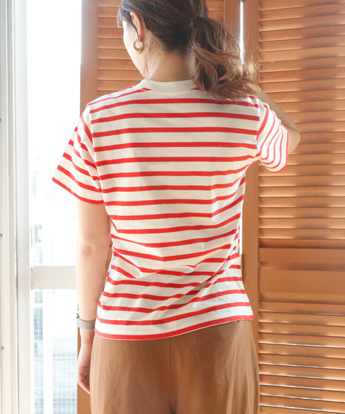 THE BAREFOOT(ベアフット)の「∴【Karla/カーラ】The stripe crew ストライプクルーネックTシャツ(Tシャツ/カットソー・レディース・ネイビー/レッド/マスタード・SMALL/MEDIUM/LARGE/X-LARGE)」の6枚目の写真
