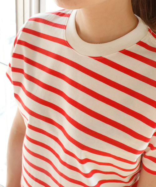 THE BAREFOOT(ベアフット)の「∴【Karla/カーラ】The stripe crew ストライプクルーネックTシャツ(Tシャツ/カットソー・レディース・ネイビー/レッド/マスタード・SMALL/MEDIUM/LARGE/X-LARGE)」の7枚目の写真