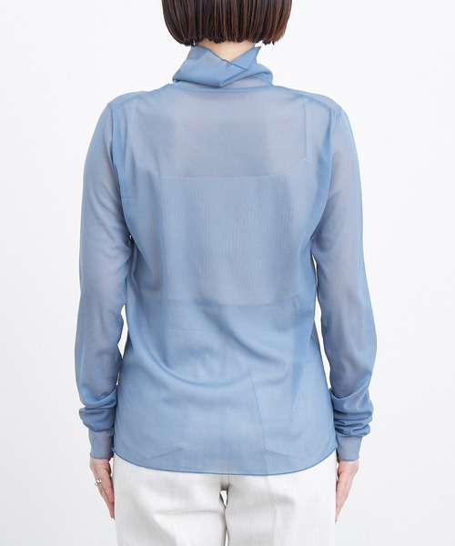 ADAM ET ROPE'（アダムエロペ）の「シアーメローシフォンタートル（Tシャツ/カットソー・レディース・ホワイト/ブルー・FREE）」の13枚目の写真