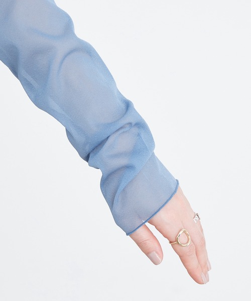 ADAM ET ROPE'（アダムエロペ）の「シアーメローシフォンタートル（Tシャツ/カットソー・レディース・ホワイト/ブルー・FREE）」の11枚目の写真