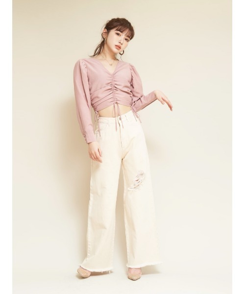 Darich(ダーリッチ)の「ダメージワイドパンツ(その他パンツ・レディース・アイボリー/モカ・S/M)」の5枚目の写真