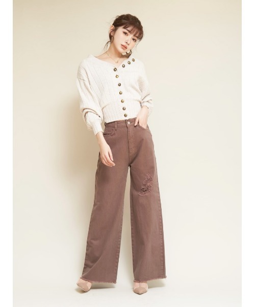 Darich(ダーリッチ)の「ダメージワイドパンツ(その他パンツ・レディース・アイボリー/モカ・S/M)」の15枚目の写真