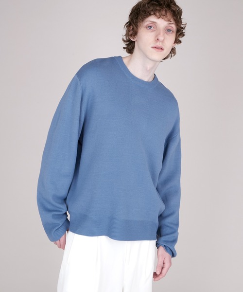 EMMA CLOTHES（エマクローズ）の「オーバーサイズミラノリブクルーネックニットプルオーバー (EMMA CLOTHES)（ニット/セーター・メンズ・ホワイト/ライトグレー/ブラック/ダークブラウン/ベージュ/ブルー/ブラウン系その他/グリーン系その他/バーガンディー/グレイッシュベージュ・FREE）」の9枚目の写真