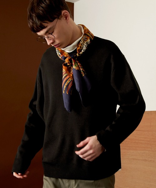 EMMA CLOTHES（エマクローズ）の「オーバーサイズミラノリブクルーネックニットプルオーバー (EMMA CLOTHES)（ニット/セーター・メンズ・ホワイト/ライトグレー/ブラック/ダークブラウン/ベージュ/ブルー/ブラウン系その他/グリーン系その他/バーガンディー/グレイッシュベージュ・FREE）」の3枚目の写真