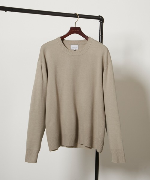 EMMA CLOTHES（エマクローズ）の「オーバーサイズミラノリブクルーネックニットプルオーバー (EMMA CLOTHES)（ニット/セーター・メンズ・ホワイト/ライトグレー/ブラック/ダークブラウン/ベージュ/ブルー/ブラウン系その他/グリーン系その他/バーガンディー/グレイッシュベージュ・FREE）」の20枚目の写真