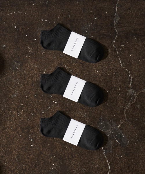 HARUSAKU CC(ハルサクシーシー)の「HARUSAKUCC:Men's RIB Sneaker socks 3P set メンズ リブ スニーカーソックス3Pセット(ソックス/靴下・メンズ・グレー/ブルー/グリーン/オートミール/イエロー/コーラルピンク/ネイビー/カーキ/ブラック・M/L/S)」の2枚目の写真