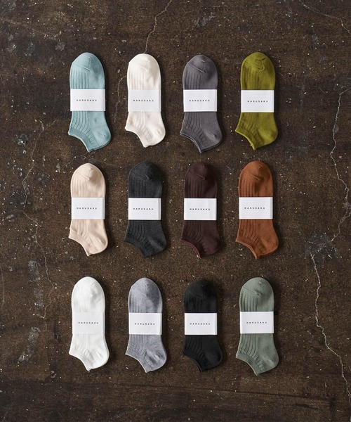 HARUSAKU CC（ハルサクシーシー）の「HARUSAKUCC:Men's RIB Sneaker socks 3P set メンズ リブ スニーカーソックス3Pセット（ソックス/靴下・メンズ・グレー/ブルー/グリーン/オートミール/イエロー/コーラルピンク/ネイビー/カーキ・M/L/S）」の11枚目の写真