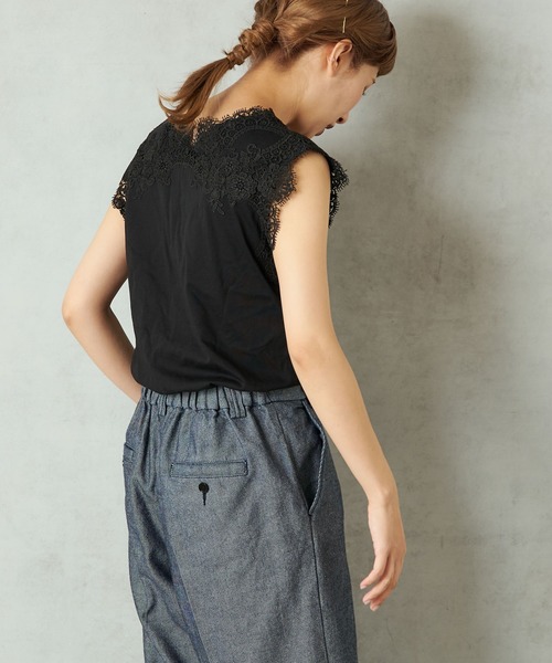 PUAL CE CIN（ピュアルセシン）の「【WEB限定復活】レースノースリーブ（タンクトップ・レディース・オフホワイト/ブラック/ライトベージュ・FREE）」の16枚目の写真