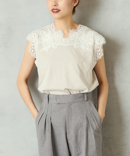 PUAL CE CIN（ピュアルセシン）の「【WEB限定復活】レースノースリーブ（タンクトップ・レディース・オフホワイト/ブラック/ライトベージュ・FREE）」の9枚目の写真