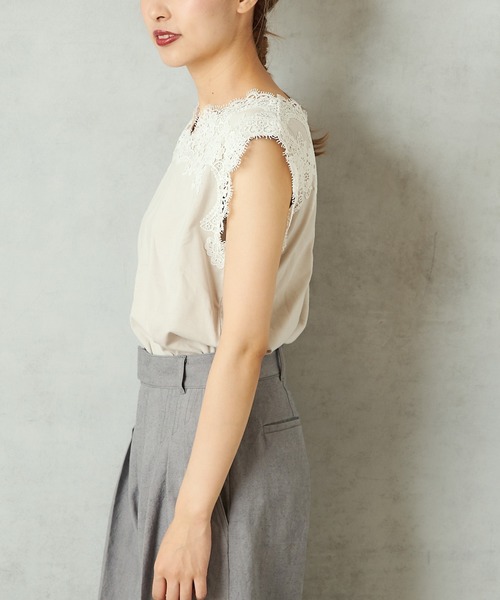 PUAL CE CIN（ピュアルセシン）の「【WEB限定復活】レースノースリーブ（タンクトップ・レディース・オフホワイト/ブラック/ライトベージュ・FREE）」の10枚目の写真