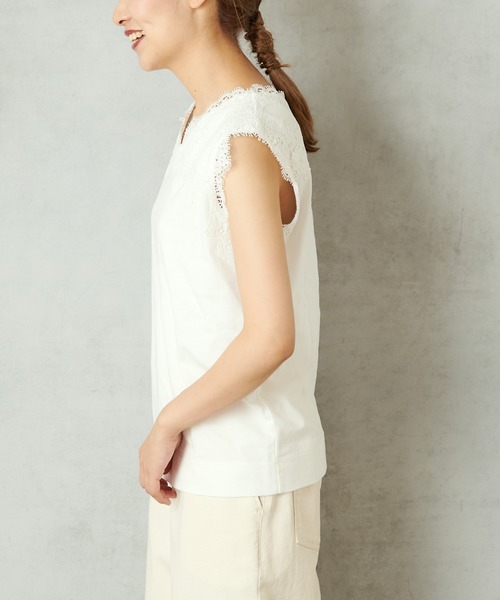 PUAL CE CIN（ピュアルセシン）の「【WEB限定復活】レースノースリーブ（タンクトップ・レディース・オフホワイト/ブラック/ライトベージュ・FREE）」の5枚目の写真