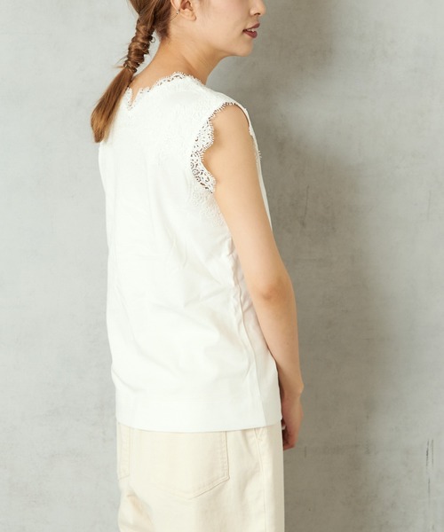 PUAL CE CIN（ピュアルセシン）の「【WEB限定復活】レースノースリーブ（タンクトップ・レディース・オフホワイト/ブラック/ライトベージュ・FREE）」の6枚目の写真