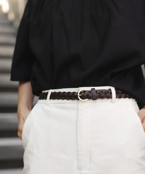 florist（フローリスト）の「【牛革】ラウンドバックルの華奢メッシュベルト（ベルト・レディース・キャメル/ブラウン/レッド/ブラック/ホワイト/マスタード・FREE）」の3枚目の写真