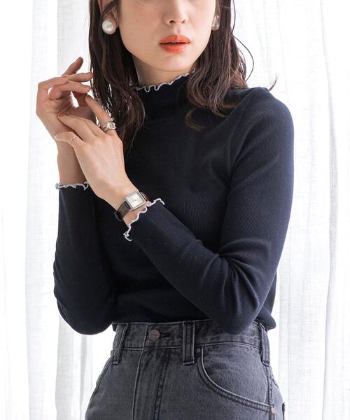 coen（コーエン）の「【WEB限定カラー】コットンメロウタートルネックカットソー（Tシャツ/カットソー・レディース・ネイビー/イエロー/その他1/その他3/ライラック/グレー/その他2/ブラック/オフホワイト/その他4/パープル・LARGE/MEDIUM）」の10枚目の写真