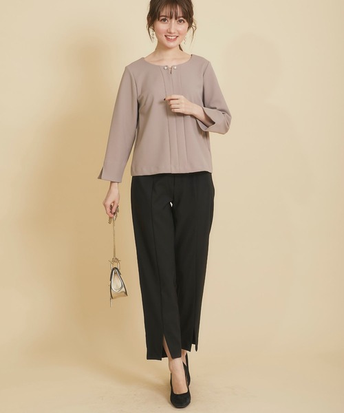 tocco closet（トッコ　クローゼット）の「センタースリットテーパードパンツ≪tocco closet luxe≫（その他パンツ・レディース・モカ/ブラック・M）」の18枚目の写真