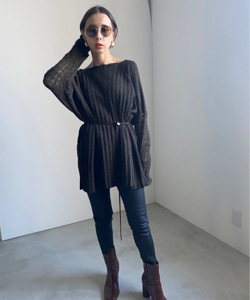 Ameri（アメリ）の「SHEER SLEEVE PLEATS KNIT（ニット/セーター 