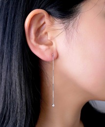 プラチナ ベゼル ダイヤモンド一石ピアス（ピアス（両耳用））｜va 