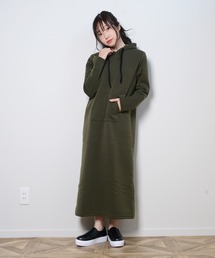 裏起毛フードワンピース