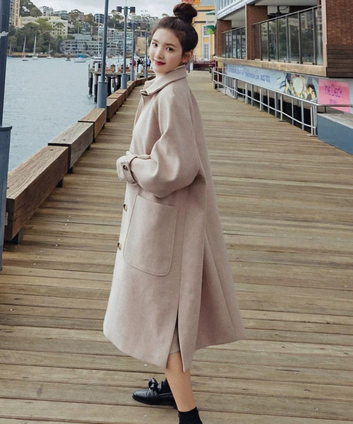 Girly Doll（ガーリードール）の「サイドスリットチェスターコート（チェスターコート・レディース・ブルー/モカ/チャコールグレー/ベージュ/ブラック/キャメル・M/XL/L/S）」の5枚目の写真