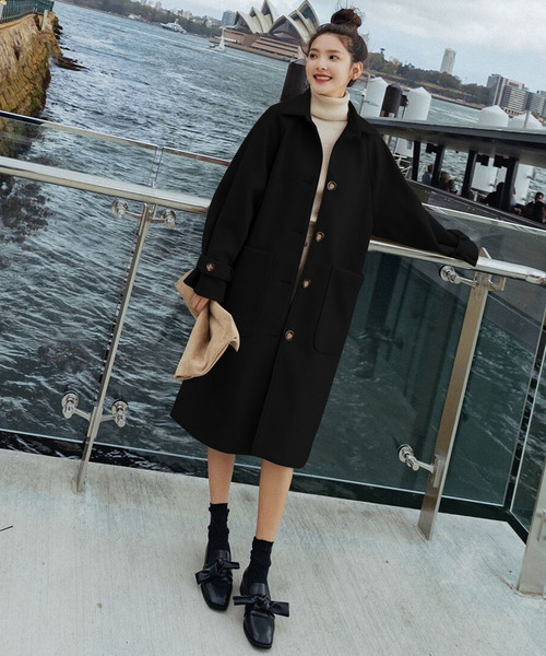 Girly Doll（ガーリードール）の「サイドスリットチェスターコート（チェスターコート・レディース・ブルー/モカ/チャコールグレー/ベージュ/ブラック/キャメル・M/XL/L/S）」の2枚目の写真