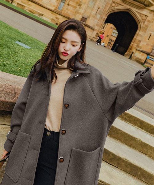 Girly Doll（ガーリードール）の「サイドスリットチェスターコート（チェスターコート・レディース・ブルー/モカ/チャコールグレー/ベージュ/ブラック/キャメル・M/XL/L/S）」の7枚目の写真