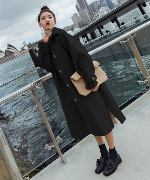 Girly Doll（ガーリードール）の「サイドスリットチェスターコート（チェスターコート・レディース・ブルー/モカ/チャコールグレー/ベージュ/ブラック/キャメル・M/XL/L/S）」の8枚目の写真