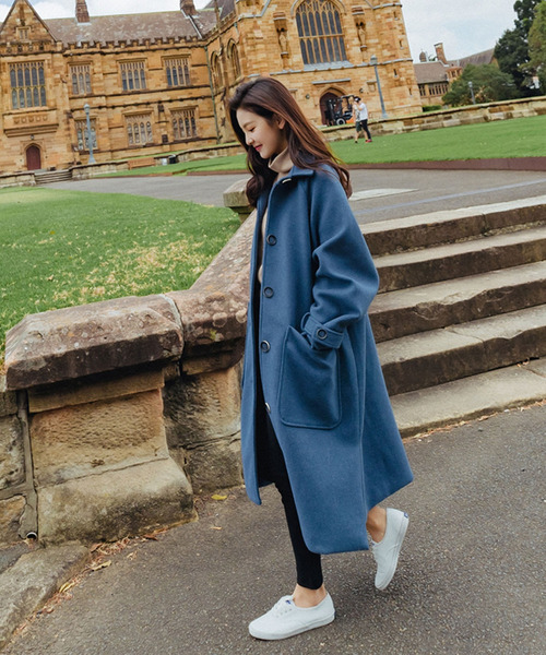 Girly Doll（ガーリードール）の「サイドスリットチェスターコート（チェスターコート・レディース・ブルー/モカ/チャコールグレー/ベージュ/ブラック/キャメル・M/XL/L/S）」の10枚目の写真